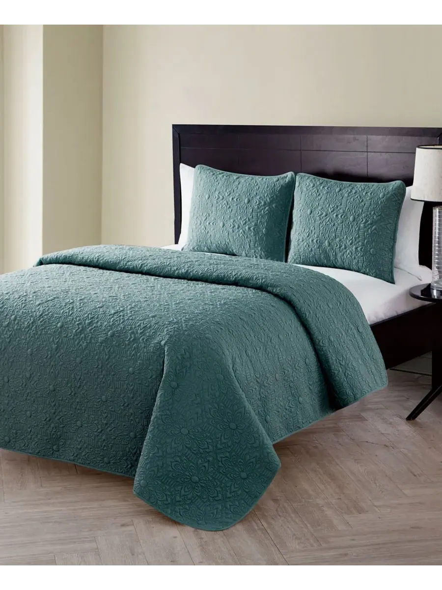 Комплект постельного белья Caroline Embossed из 3 предметов, размер Full/Queen Vcny Home, шалфейный — изображение 2 из 2