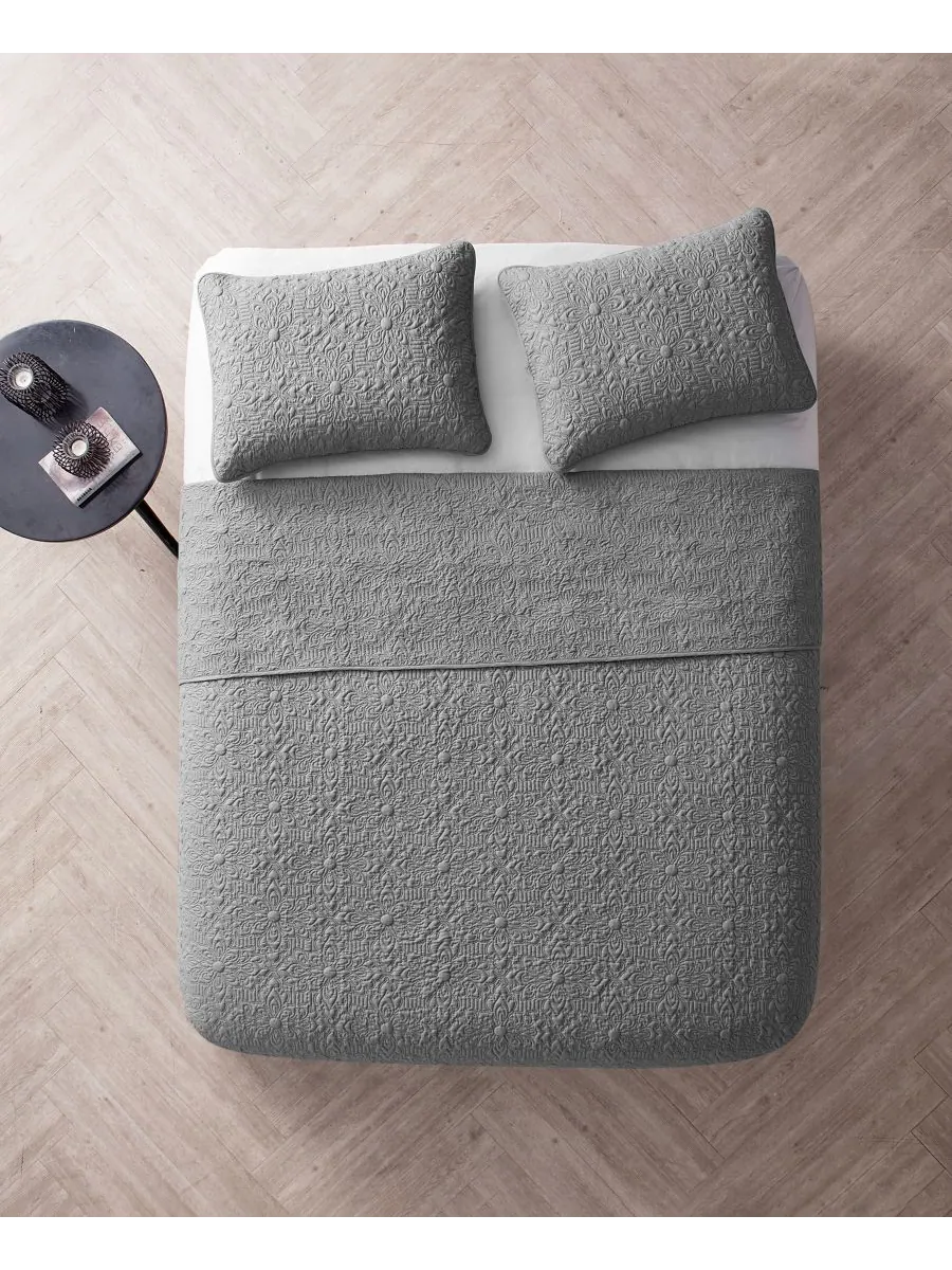 Комплект постельного белья caroline embossed из 3 предметов, размер full/queen VCNY Home — изображение 6 из 7, серый