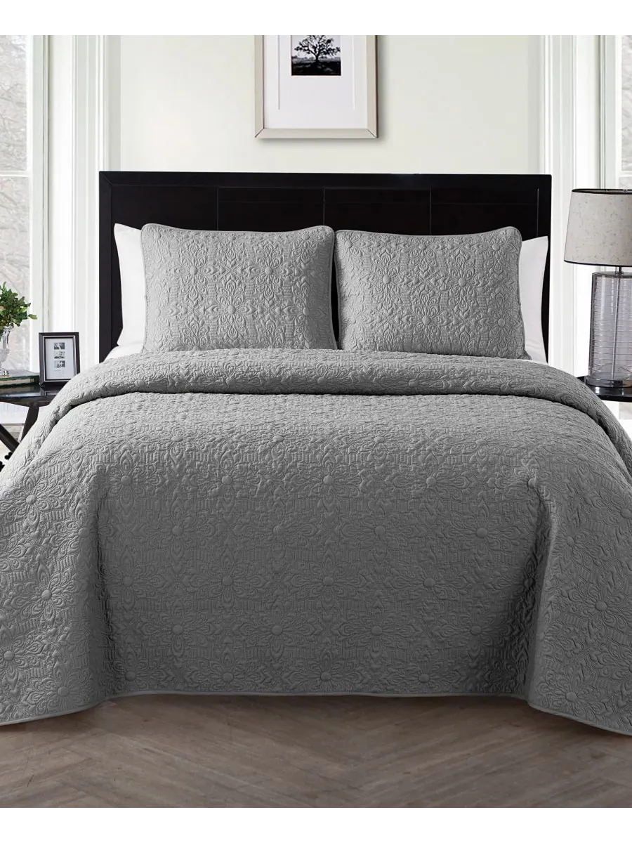 Комплект постельного белья caroline embossed из 3 предметов, размер full/queen VCNY Home — изображение 7 из 7, серый