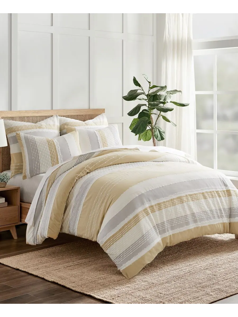 Комплект постельного белья santander textured из 3 предметов, размер full/queen. Levtex — изображение 5 из 10, охристый