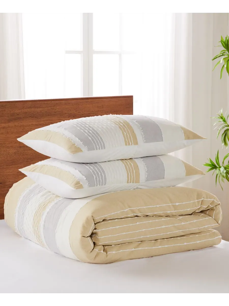Комплект постельного белья santander textured из 3 предметов, размер full/queen. Levtex — изображение 7 из 10, охристый