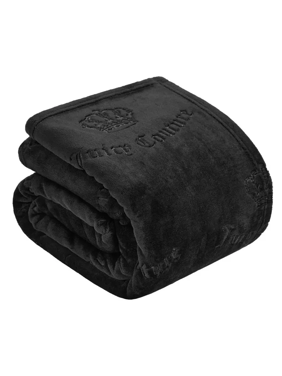 Мягкий плед большого размера с рельефным рисунком, 152 x 178 см Juicy Couture — изображение 5 из 6, черный
