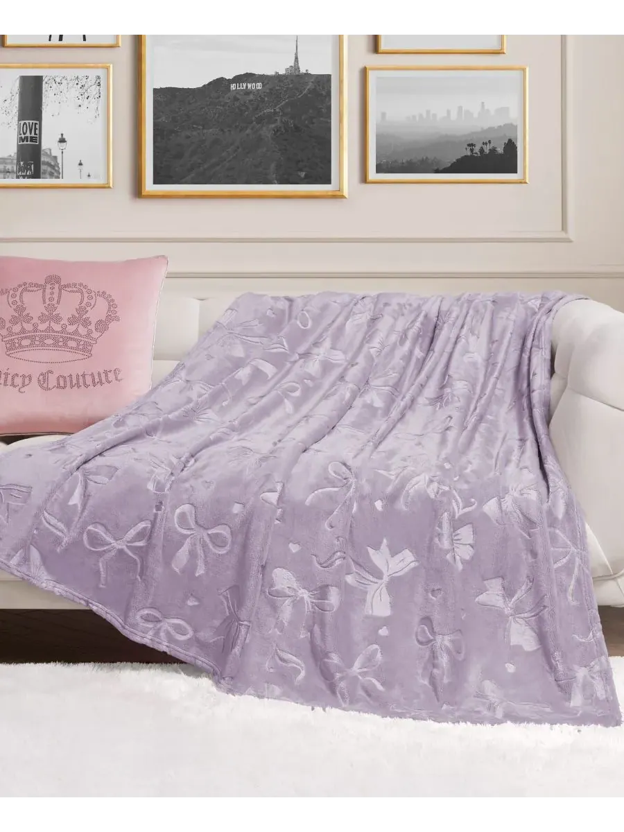 Мягкий плед большого размера с рельефным рисунком, 152 x 178 см Juicy Couture, Bow Toss Lavender