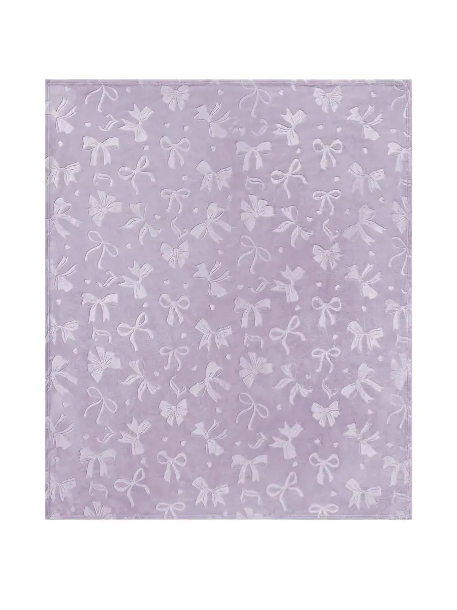 Мягкий плед большого размера с рельефным рисунком, 152 x 178 см Juicy Couture, Bow Toss Lavender — изображение 4 из 6