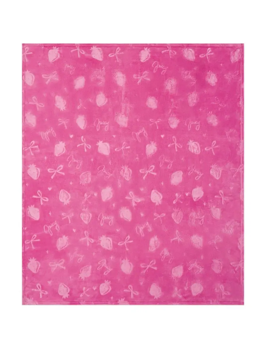 Мягкий плед большого размера с рельефным рисунком, 152 x 178 см Juicy Couture — изображение 4 из 6, розовый