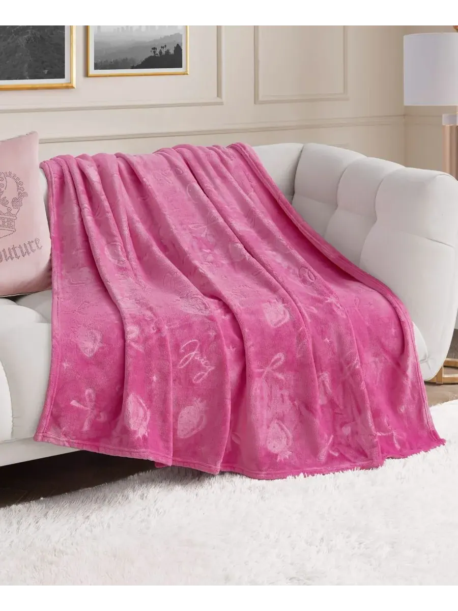 Мягкий плед большого размера с рельефным рисунком, 152 x 178 см Juicy Couture — изображение 6 из 6, розовый