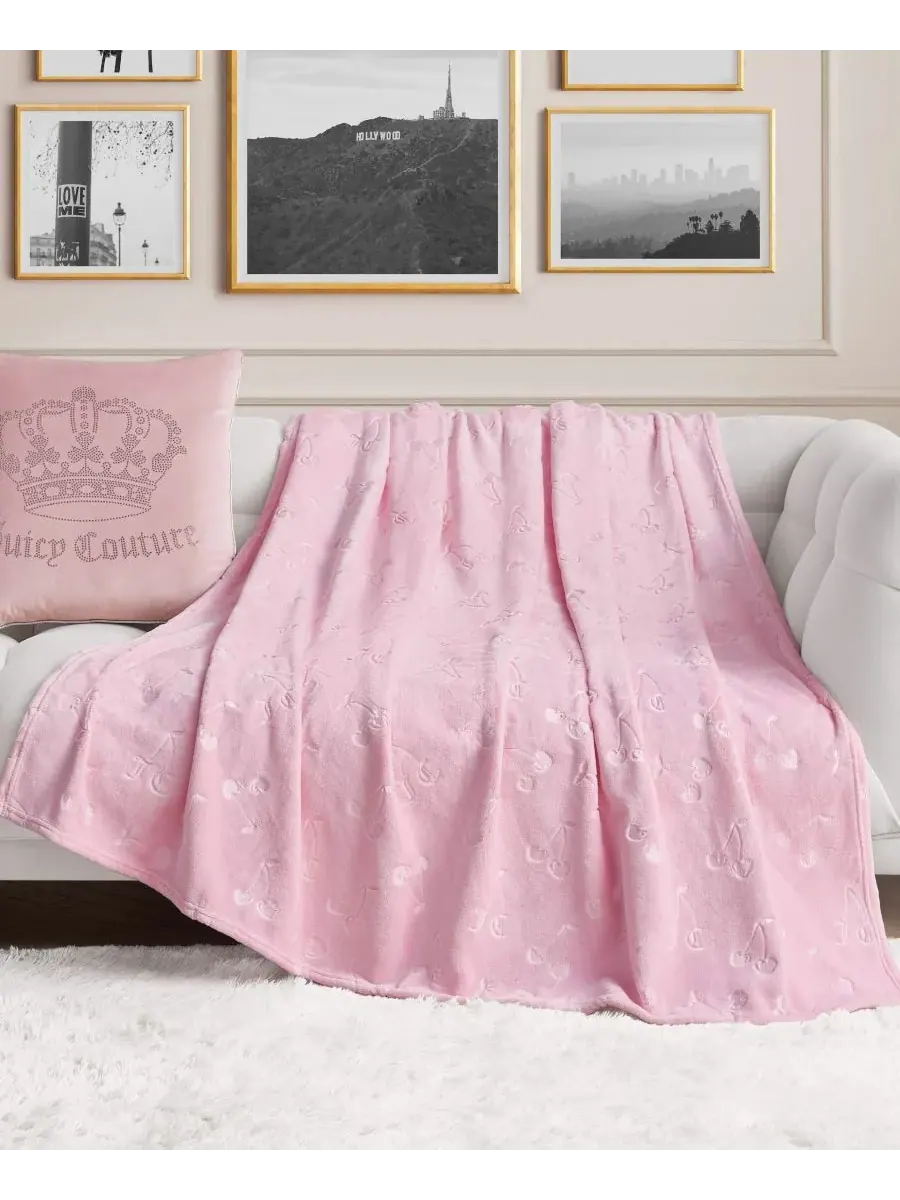 Мягкий плед большого размера с рельефным рисунком, 152 x 178 см Juicy Couture — изображение 1 из 6, вишневый