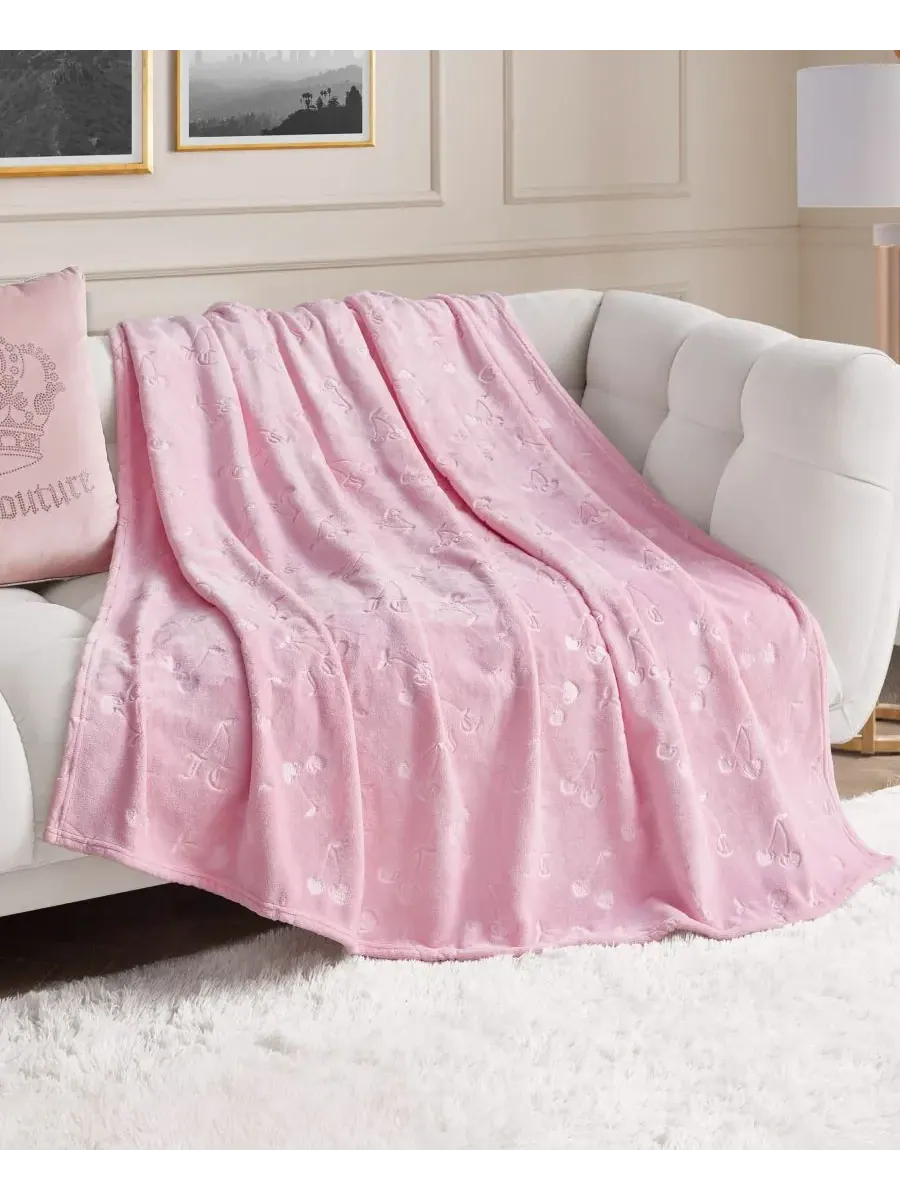 Мягкий плед большого размера с рельефным рисунком, 152 x 178 см Juicy Couture — изображение 6 из 6, вишневый