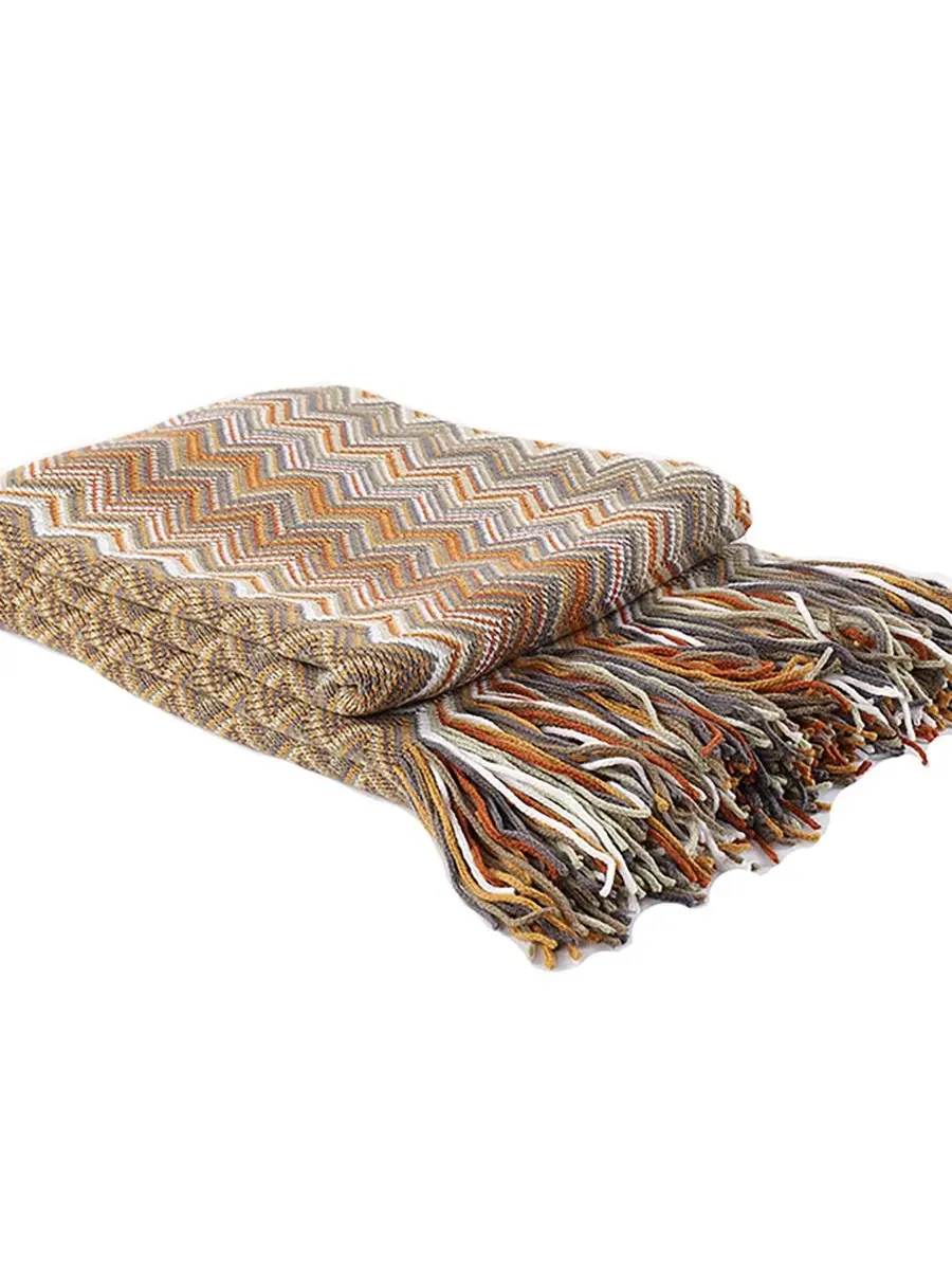 Плед с разноцветным узором «шеврон», 152 x 127 см Happycare Textiles — изображение 2 из 5, желтый