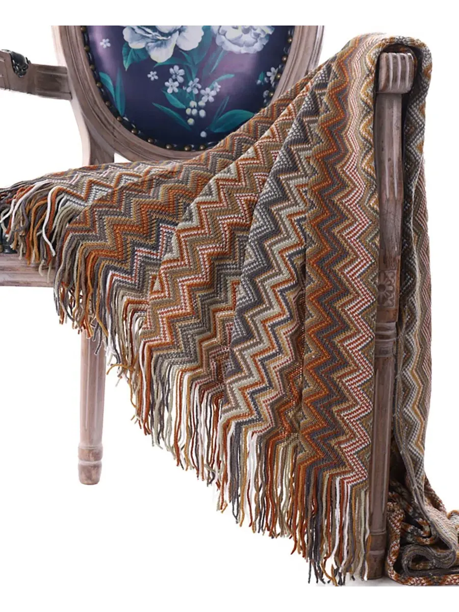Плед с разноцветным узором «шеврон», 152 x 127 см Happycare Textiles — изображение 4 из 5, желтый