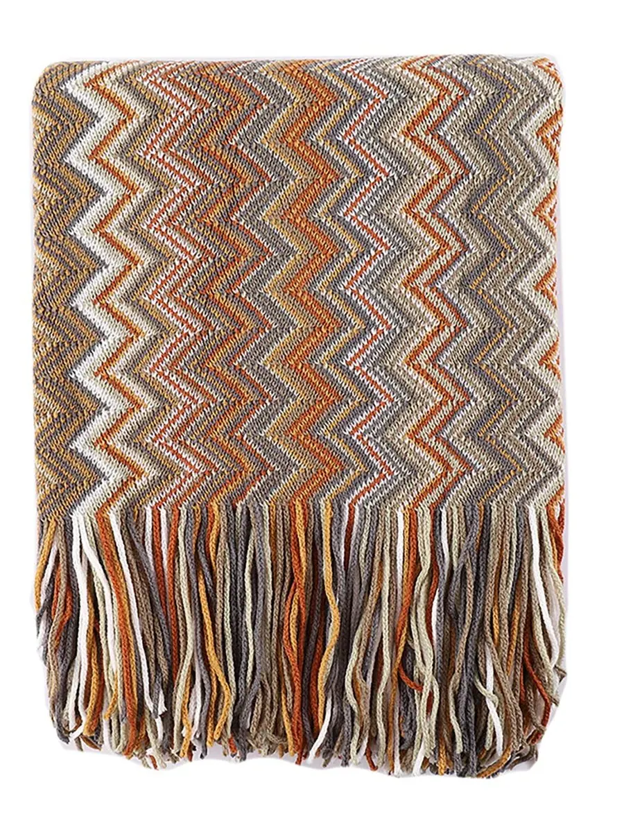 Плед с разноцветным узором «шеврон», 152 x 127 см Happycare Textiles — изображение 5 из 5, желтый