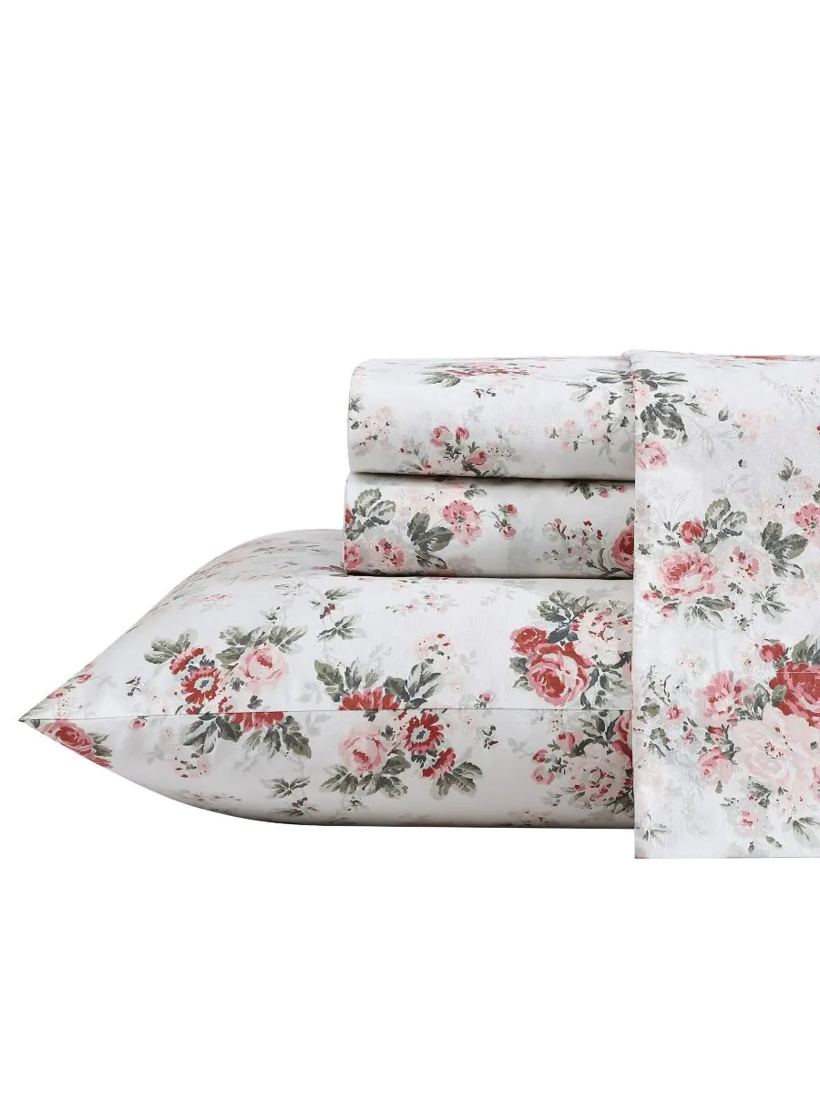 Комплект постельного белья из хлопкового перкаля, 3 предмета, размер Twin Laura Ashley — изображение 1 из 7, розовый розовый