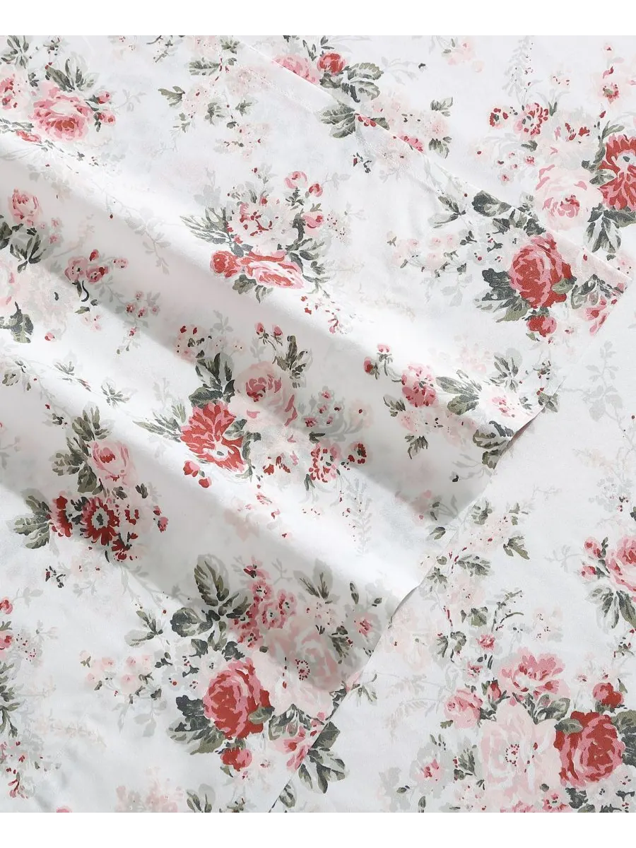 Комплект постельного белья из хлопкового перкаля, 4 предмета, размер King Laura Ashley — изображение 3 из 10, розовый розовый