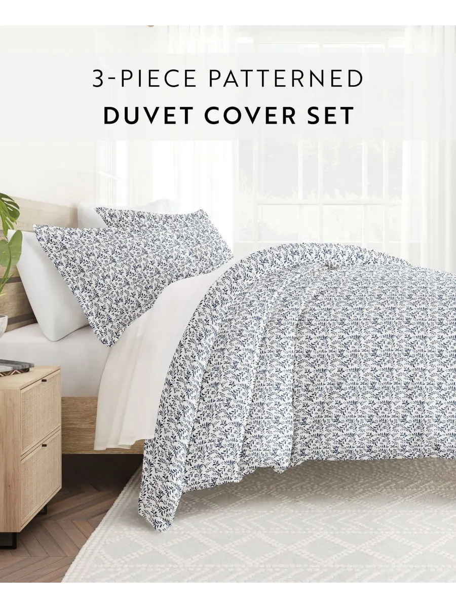 Комплект постельного белья Tranquil Sleep с узором, размер King/California King Ienjoy Home — изображение 2 из 9, темно-синий