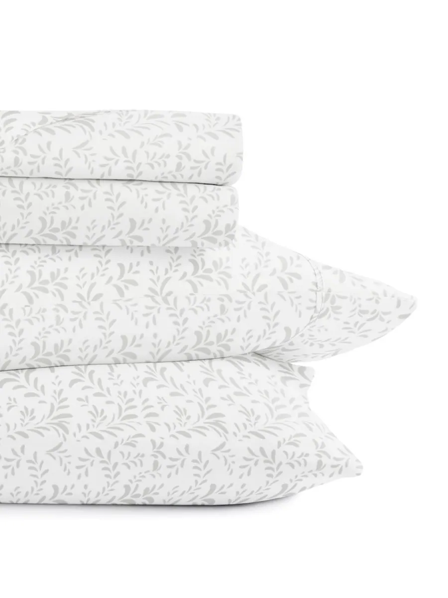 Комплект постельного белья Farmhouse Chic Premium Ultra Soft Pattern из 4 предметов, размер King — изображение 3 из 10, серый