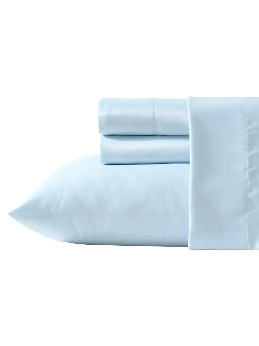 Комплект постельного белья Solid Satin Bliss из 3 предметов, размер Twin Laura Ashley — изображение 1 из 6, синий
