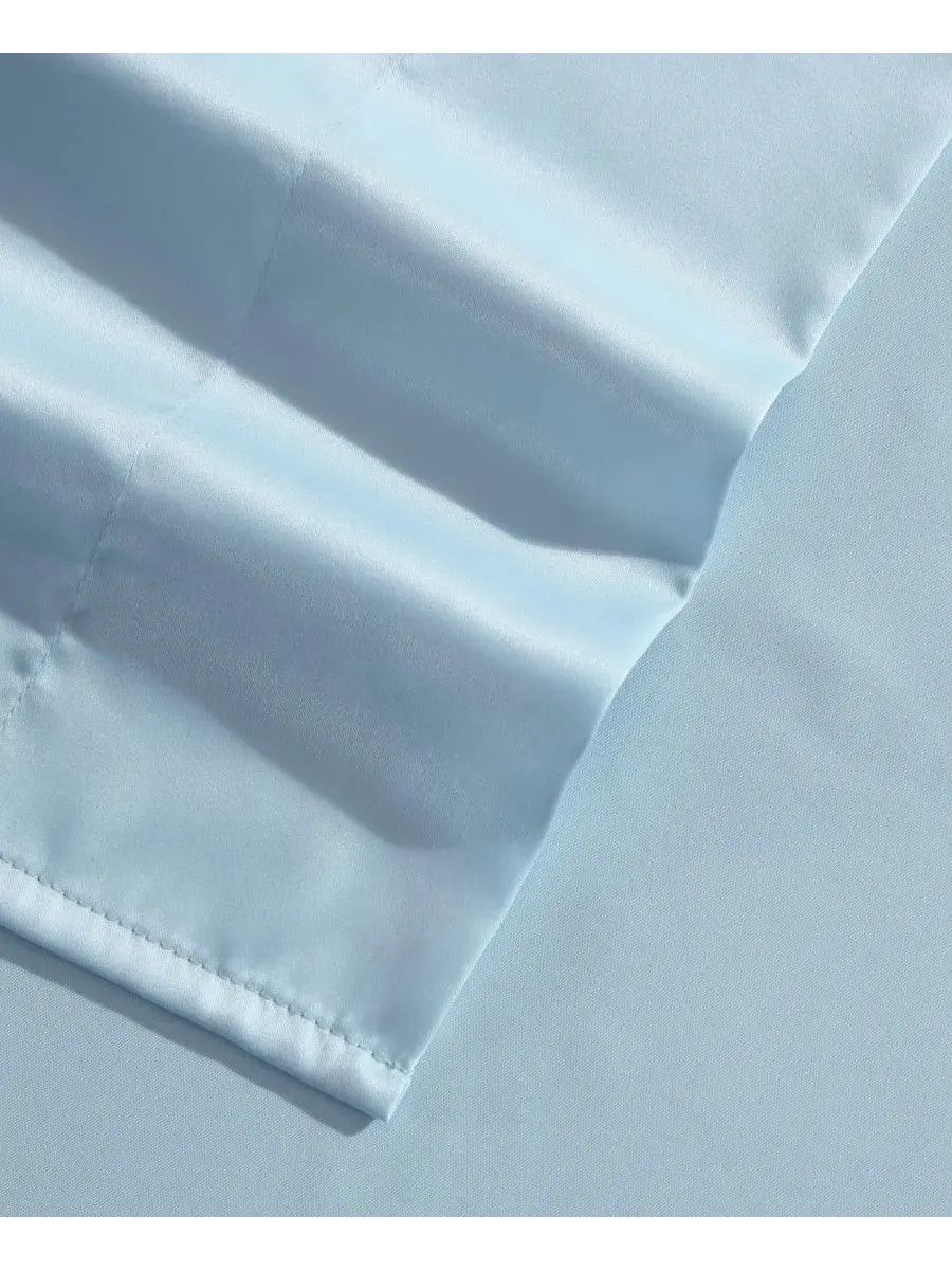 Комплект постельного белья Solid Satin Bliss из 3 предметов, размер Twin Laura Ashley — изображение 4 из 6, синий