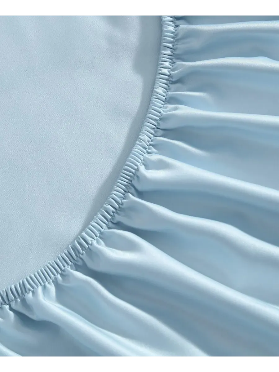 Комплект постельного белья Solid Satin Bliss из 3 предметов, размер Twin Laura Ashley — изображение 6 из 6, синий