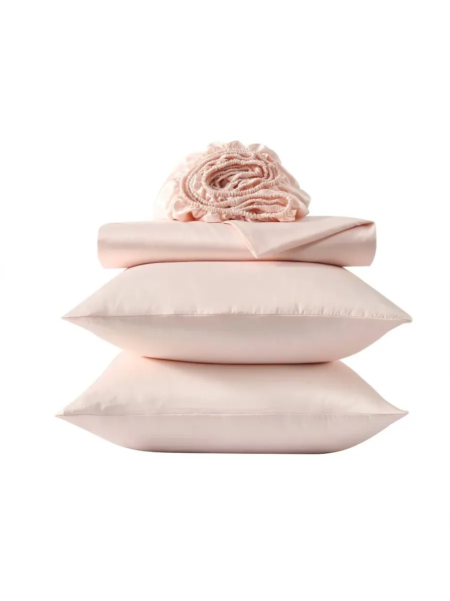 Комплект постельного белья Solid Satin Bliss из 3 предметов, размер Twin Laura Ashley — изображение 3 из 6, розовый