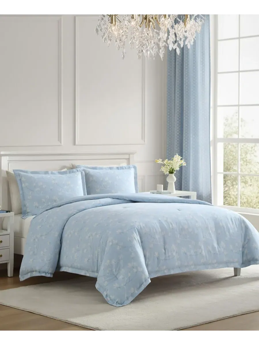 Комплект постельного белья Magnolia Grove из 3 предметов, размер King Laura Ashley — изображение 2 из 7, светлый синий