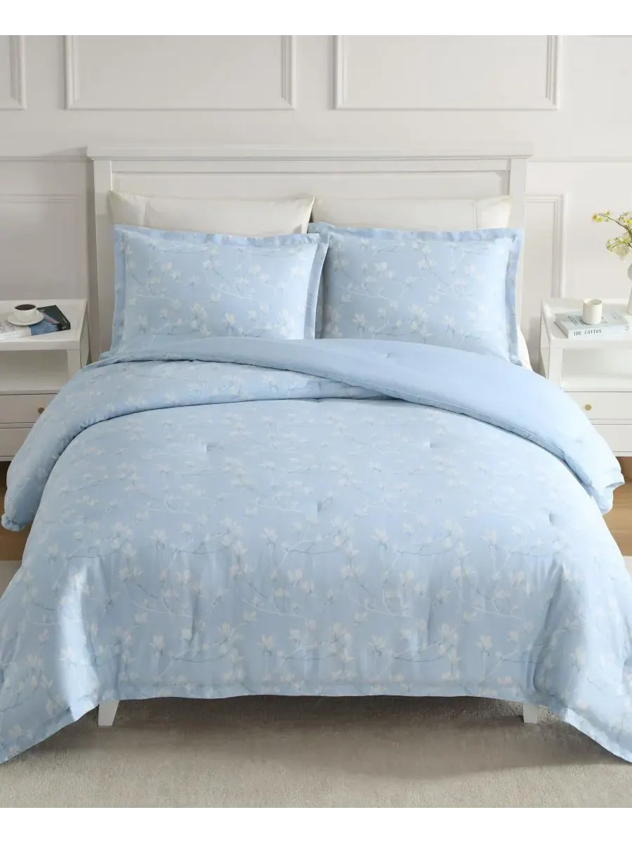 Комплект постельного белья Magnolia Grove из 3 предметов, размер King Laura Ashley — изображение 3 из 7, светлый синий