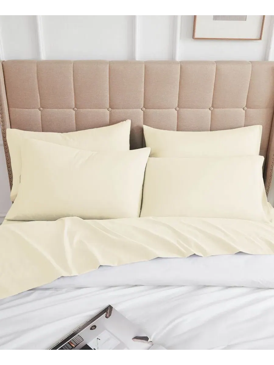 Комплект постельного белья с простыней на резинке, 6 предметов, King Southshore Fine Linens — изображение 3 из 4, бежевый