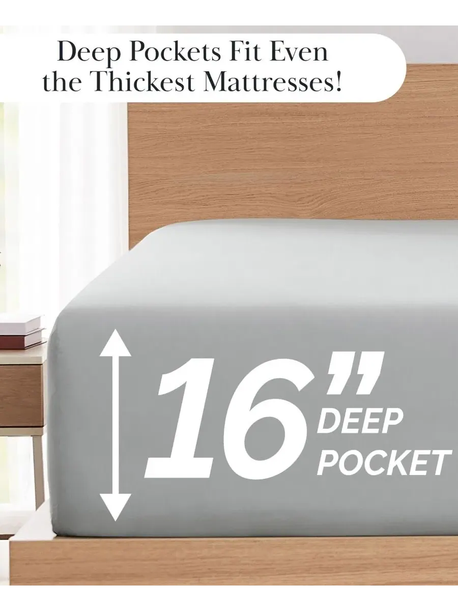 Комплект простыней на резинке из микрофибры, 6 предметов, King Southshore Fine Linens — изображение 5 из 5, серый
