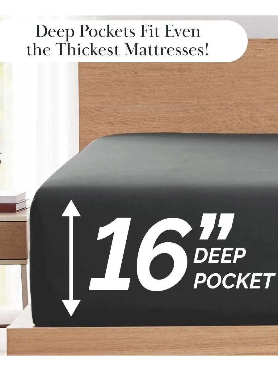Комплект постельного белья из микрофибры, 6 предметов, King, No-Slip Southshore Fine Linens — изображение 5 из 5, серый