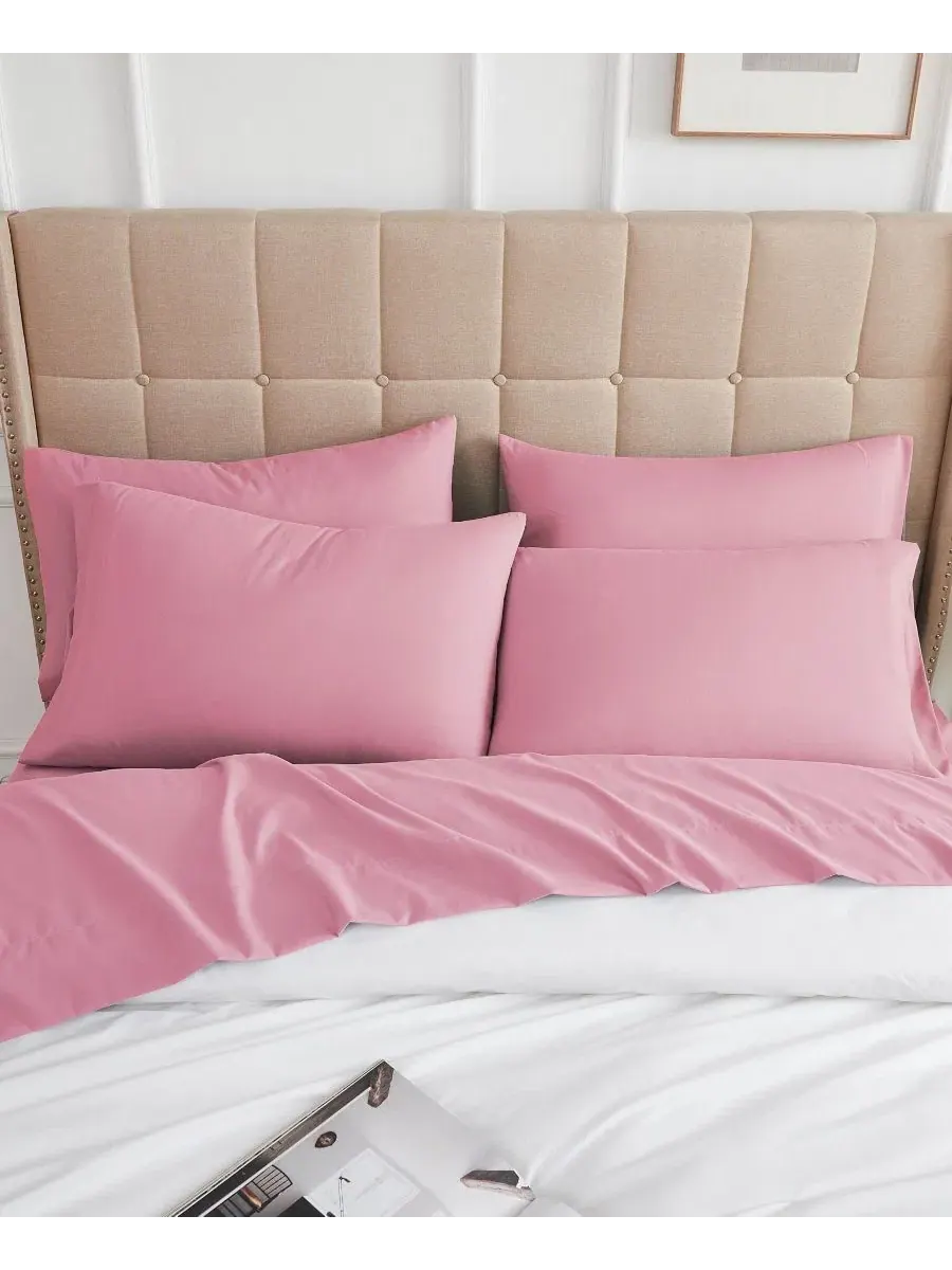 Комплект постельного белья из микрофибры 6 предметов, King Southshore Fine Linens — изображение 3 из 5, розовый
