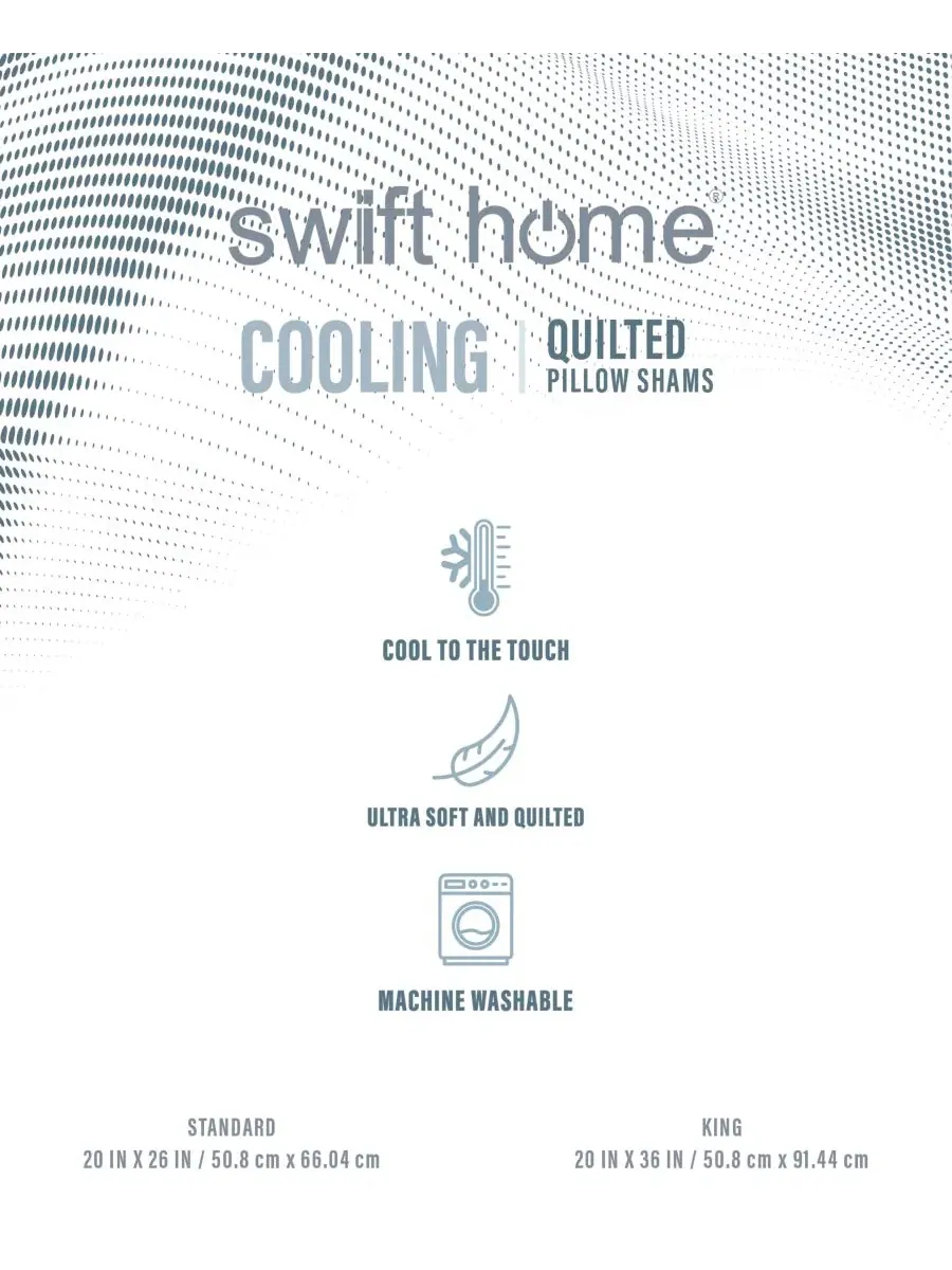 Комплект наволочек King с охлаждающим эффектом, 20x36 дюймов Swift Home — изображение 4 из 5, серый