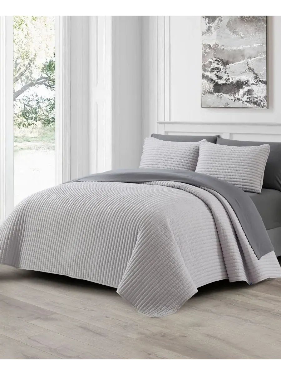 Стеганый комплект из 7 предметов Ayeli Textured Stratford Park — изображение 2 из 7, светлый серый