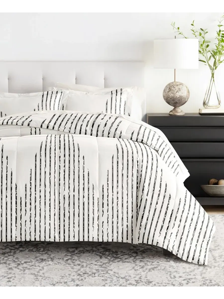 Комплект постельного белья 5 предметов с узором Diamond Stripe Gray ienjoy Home, Twin XL — изображение 2 из 8, серый