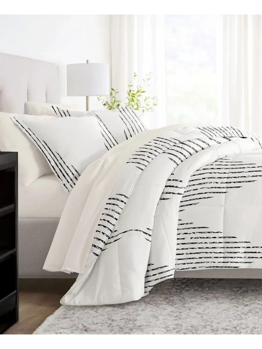 Комплект постельного белья 5 предметов с узором Diamond Stripe Gray ienjoy Home, Twin XL — изображение 3 из 8, серый
