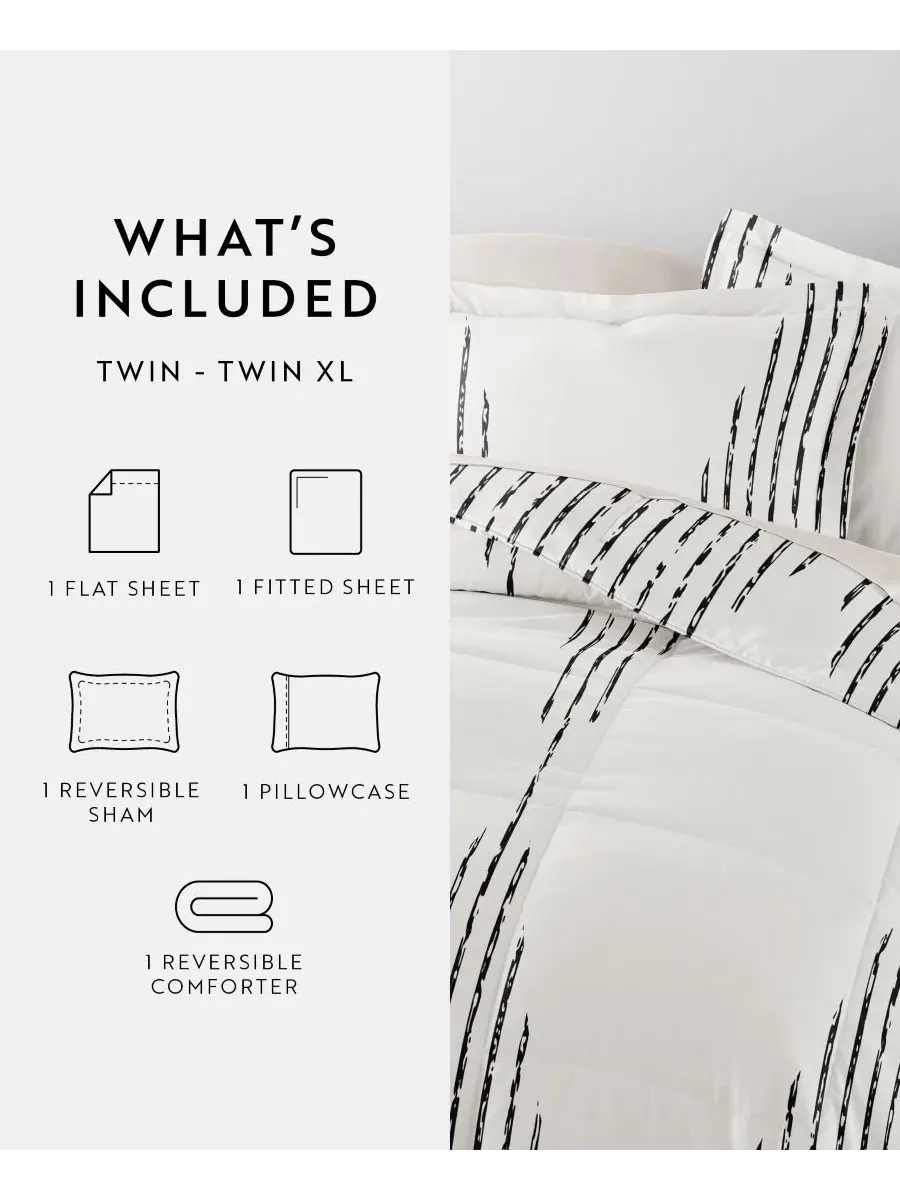 Комплект постельного белья 5 предметов с узором Diamond Stripe Gray ienjoy Home, Twin XL — изображение 8 из 8, серый