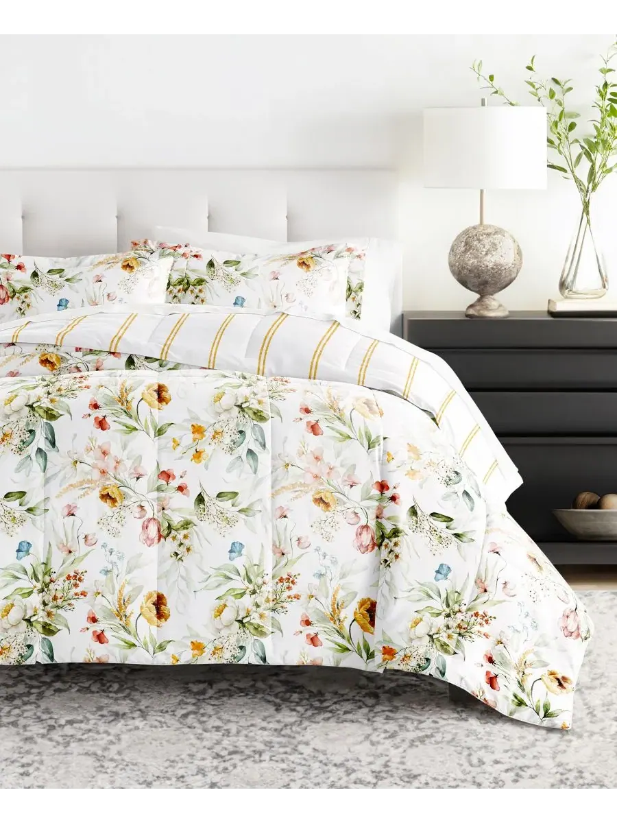 Комплект постельного белья 5 предметов с узором, Twin XL ienjoy Home, Chintz Floral Stripe Clay — изображение 2 из 10