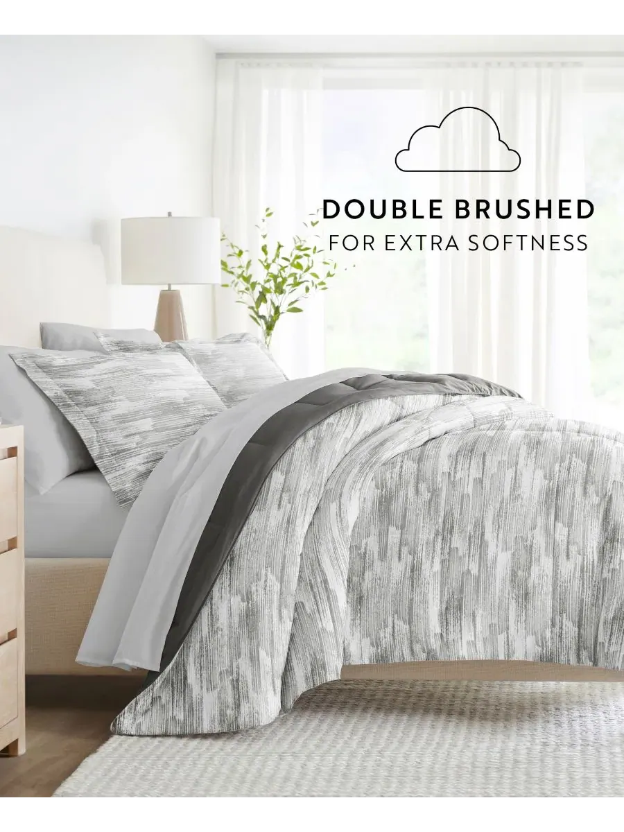 Комплект постельного белья 5 предметов с узором, Twin, модель Bedding Bundle ienjoy Home — изображение 10 из 11, серый