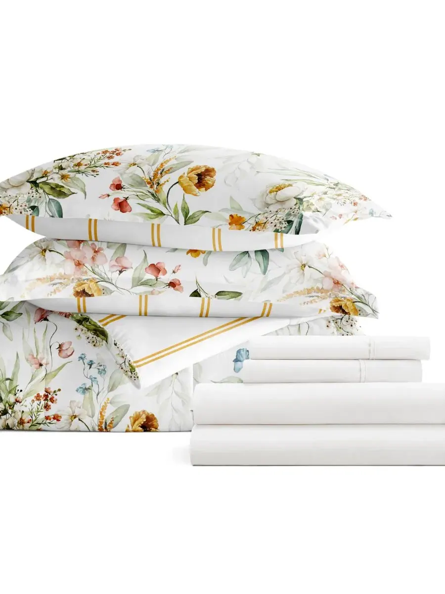 Комплект постельного белья 5 предметов с узором, Twin ienjoy Home, Chintz Floral Stripe Clay — изображение 4 из 10