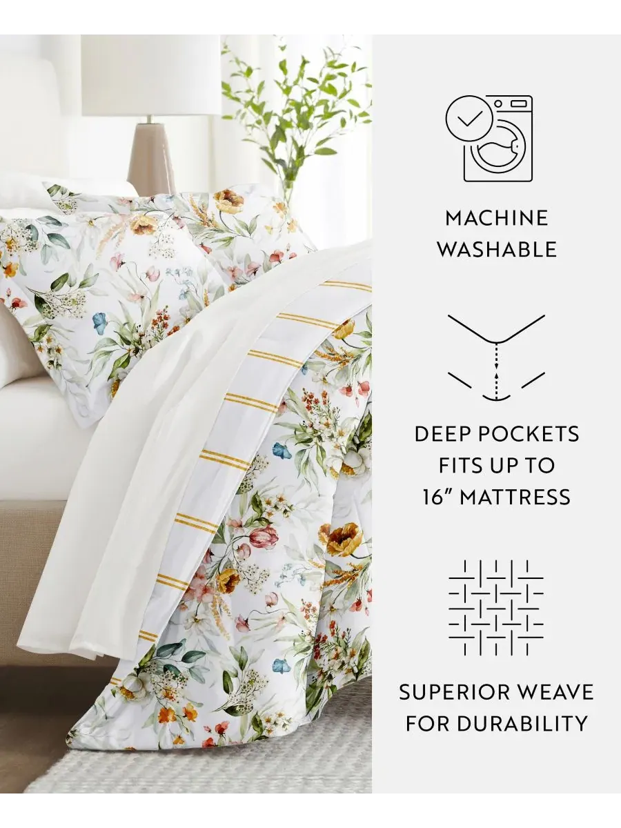Комплект постельного белья 5 предметов с узором, Twin ienjoy Home, Chintz Floral Stripe Clay — изображение 6 из 10