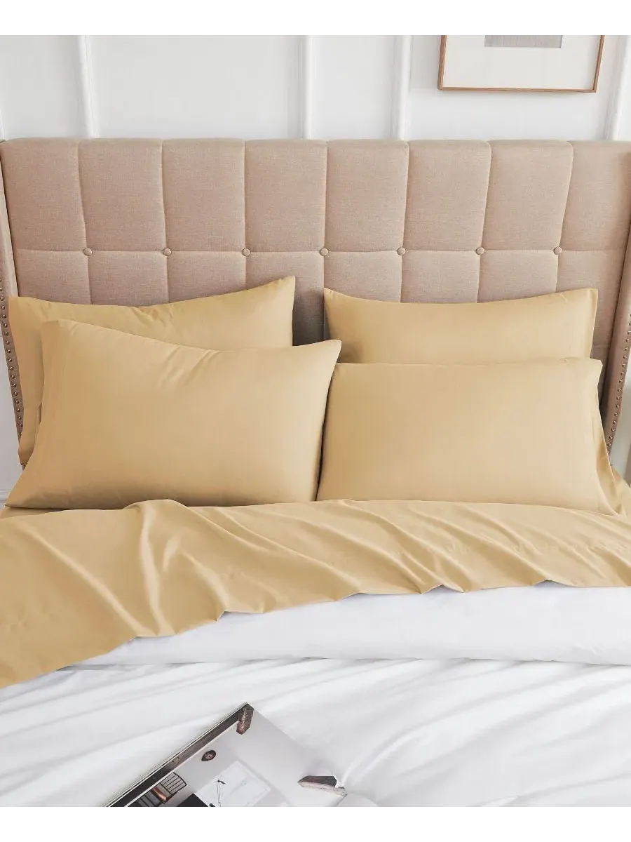 Комплект постельного белья из микрофибры, 4 предмета, Twin Southshore Fine Linens — изображение 3 из 5, бежевый