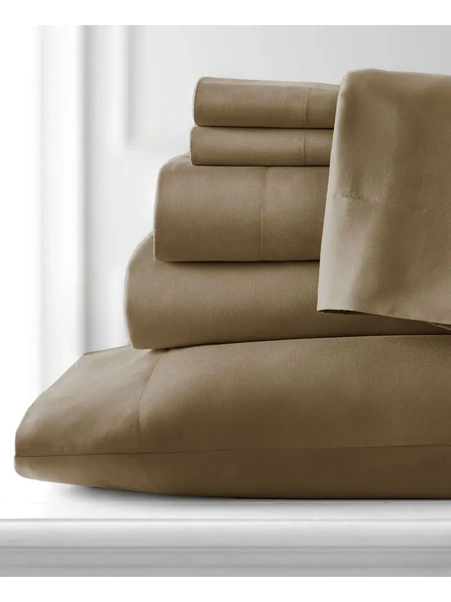 Комплект постельного белья из микрофибры 4 предмета, Twin, No-Slip Ultra Soft Deep Pocket — изображение 1 из 5, тауп