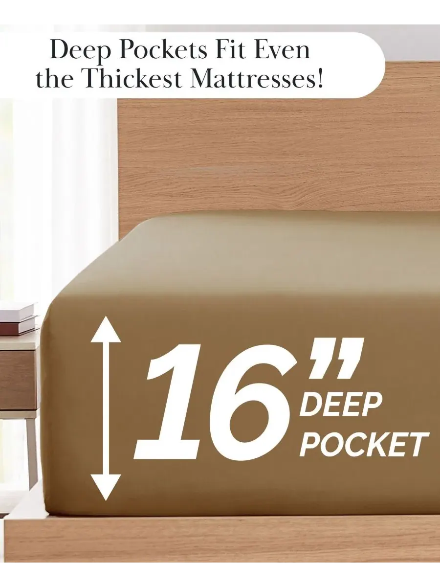 Комплект постельного белья из микрофибры 4 предмета, Twin, No-Slip Ultra Soft Deep Pocket — изображение 5 из 5, тауп