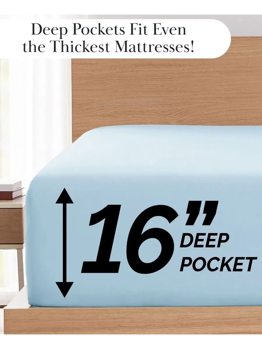 Комплект простыней 4 предмета с глубоким карманом No-Slip Ultra Soft, Twin Southshore Fine Linens — изображение 5 из 5
