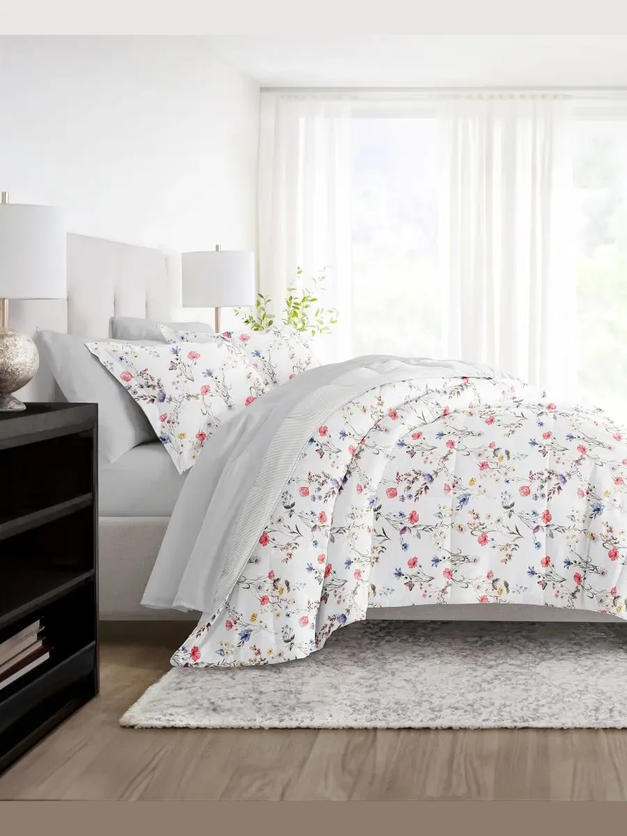 Комплект постельного белья 7 предметов с узором, King ienjoy Home — изображение 4 из 11, розовый