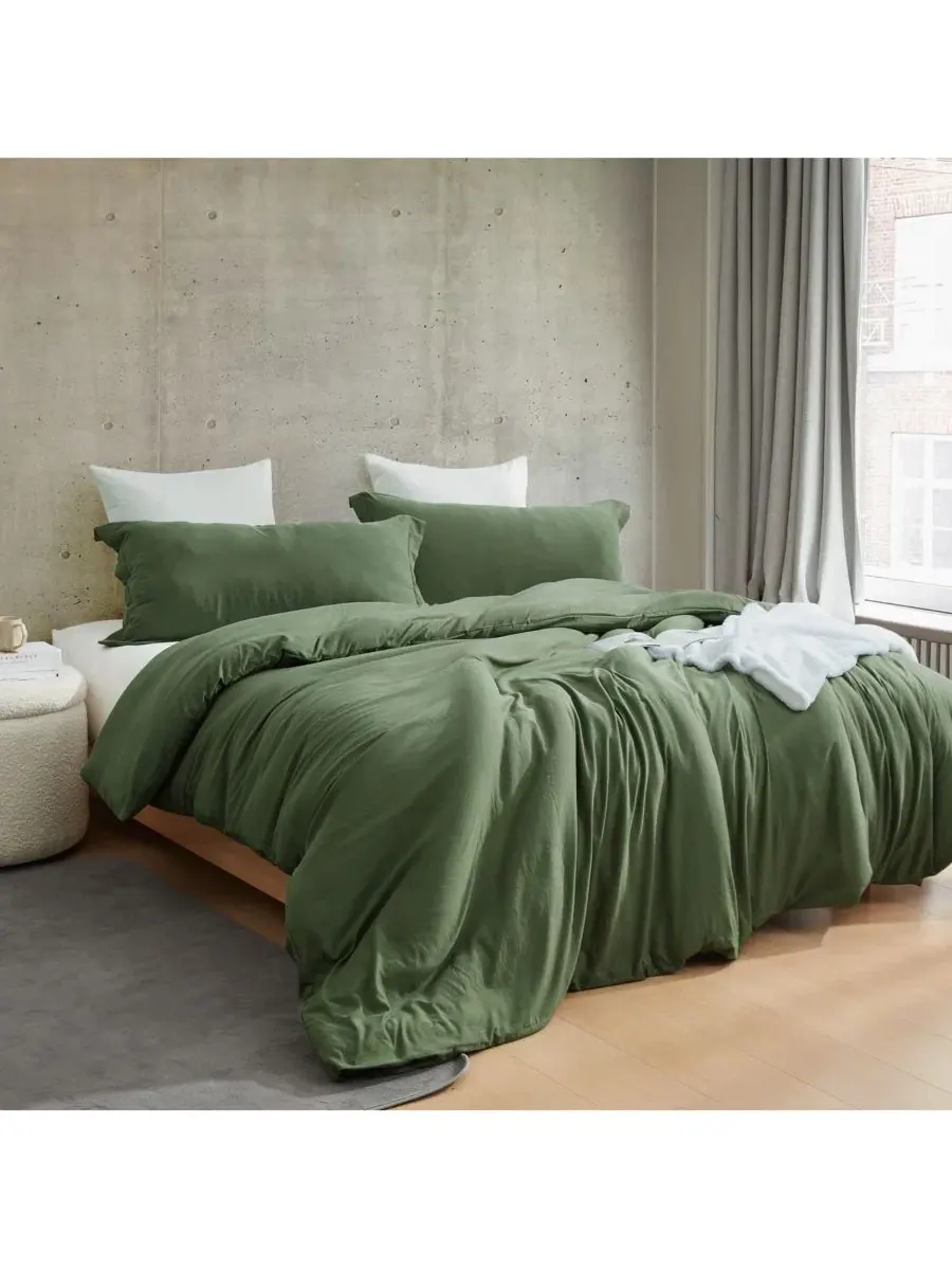 Комплект стеганого одеяла и пододеяльника Natural Loft Coma Inducer, Twin XL — зеленый