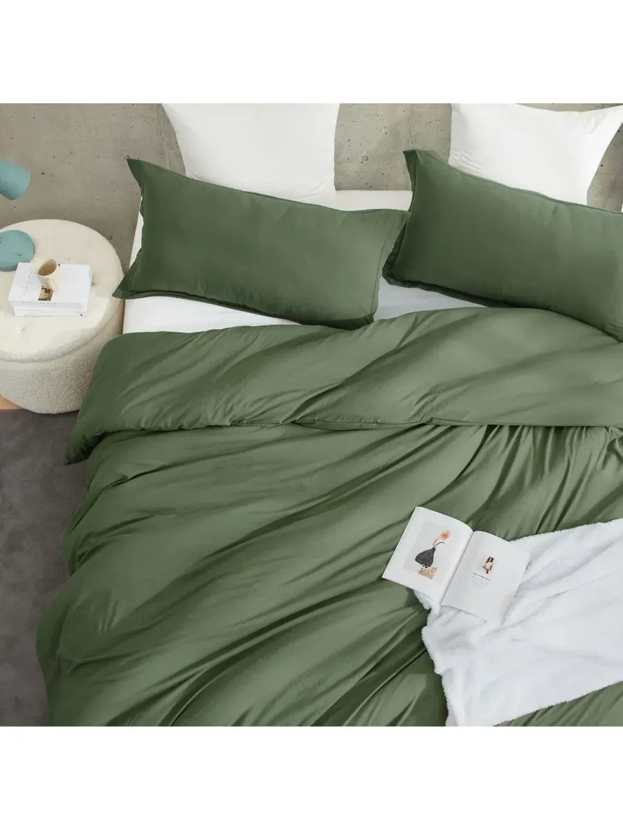 Комплект стеганого одеяла и пододеяльника Natural Loft Coma Inducer, Twin XL — изображение 4 из 4, темный зеленый