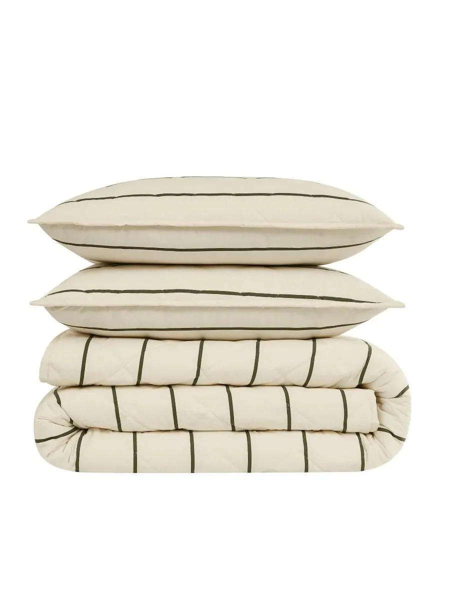 Комплект стеганого постельного белья Hayward Stripe, 3 предмета, King Brooklyn Loom — изображение 4 из 5