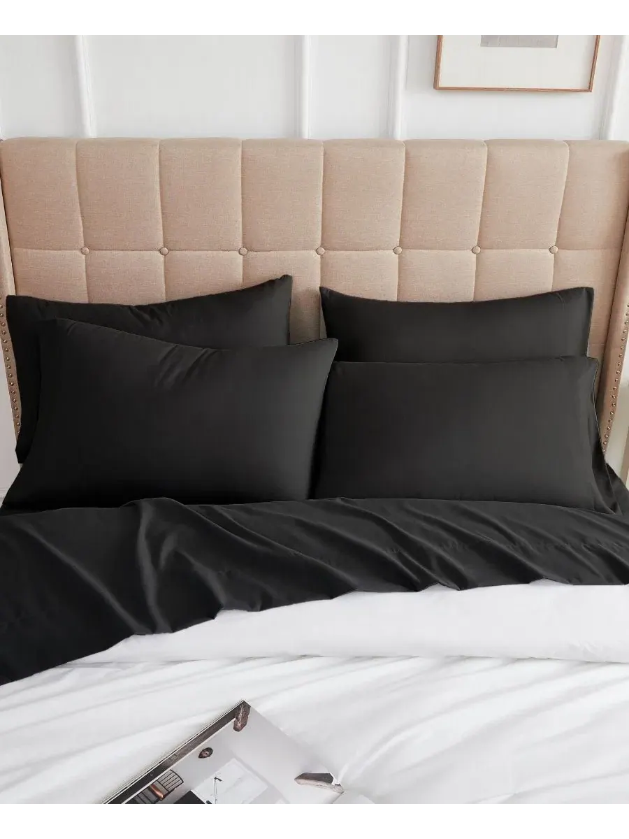 Комплект постельного белья из микрофибры, 6 предметов, California King Southshore Fine Linens — изображение 4 из 6, черный