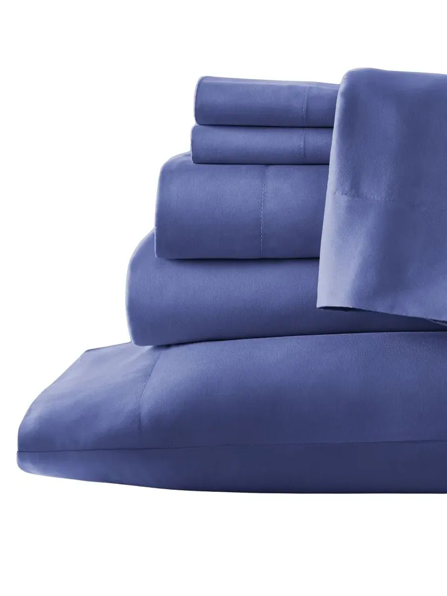 Комплект постельного белья из микрофибры, 6 предметов, California King, No-Slip Ultra Soft Deep — синий