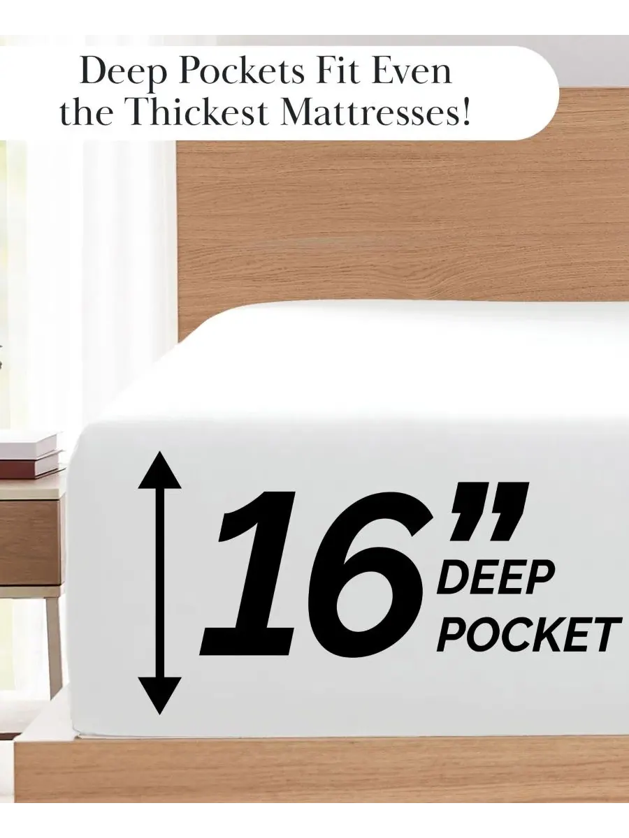 Комплект простыней 6 предметов No-Slip Ultra Soft Deep Pocket, California King Southshore Fine — изображение 5 из 5, белый