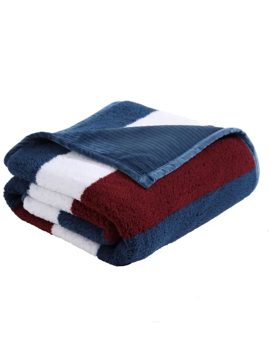 Плед-покрывало флисовое двустороннее Wilton Sherpa Striped Throw, 152x127 см Nautica — изображение 5 из 5